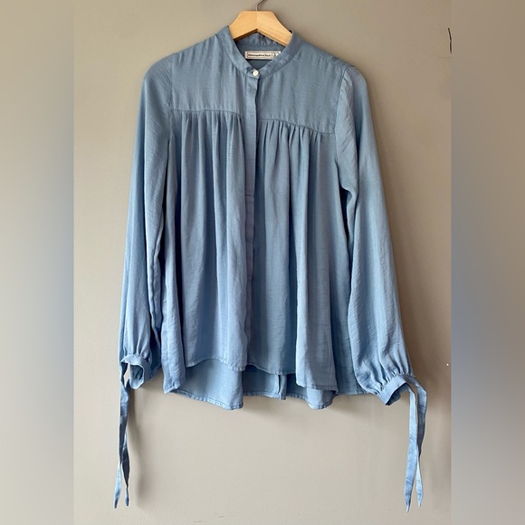NEW Abercrombie & Fitch blouse balloon sleeves small oversized button down shirt - Picture 2 of 6